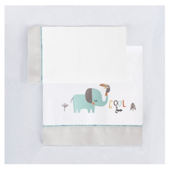 Juego de sábanas carrito (capazo) bordado elefante 100% algodón